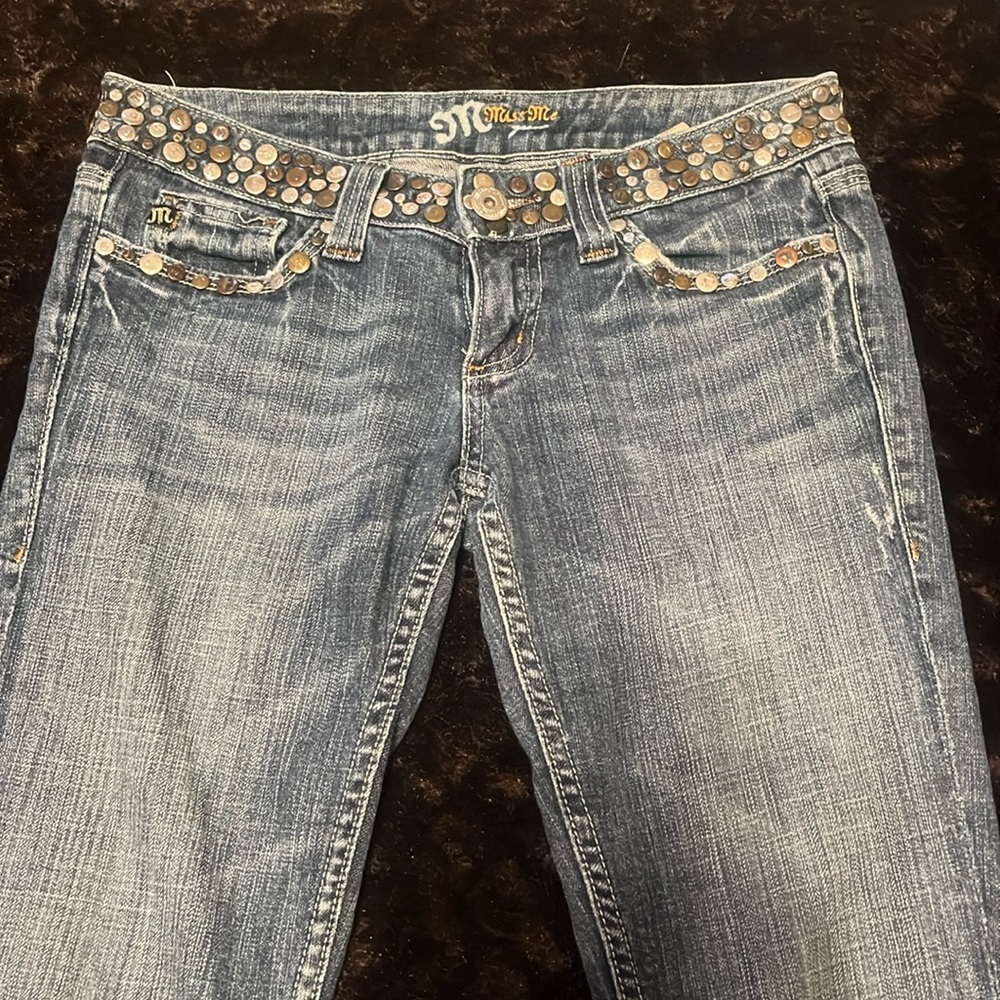Vintage Miss Me jeans, boot cut ,metal beaded waist band